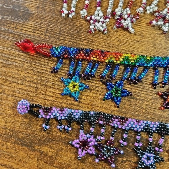 Beaded Ankle bracelets bundle of 5 - with hanging star design. - Picture 2 of 7